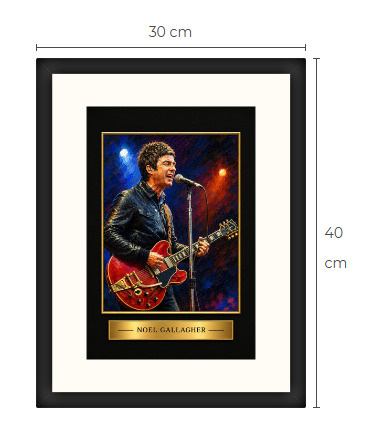 Uusi Noel Gallagher Oasis art print kehystetty 30 cm x 40 cm