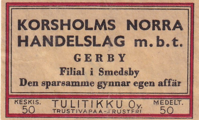 Gerby. Korsholms Norra Handelslag m,b,t, .  s60