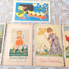 5 vanhaa pääsiäiskorttia (3 signeerattua) - pikkukuva 1