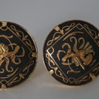 Vintage Round Damascene Cufflinks / pyöreät Kalvosinnapit - pikkukuva 1