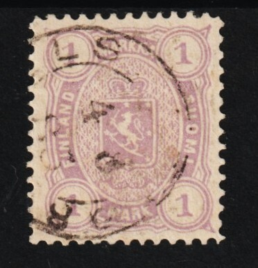 1882 1mk violetti Vaakunamerkki leimattuna