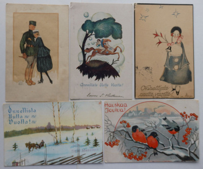 5 kpl Postikortteja eri taiteilijoilta 1920 lukua