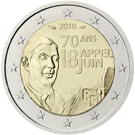 RANSKA ERIKOISEURO 2 EUROA 2010 (DE GAULLEN PUHE 18.6.1940) 