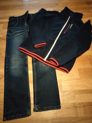 Everest sininen FLEECETAKKI koko 152 + Name it farkut 140