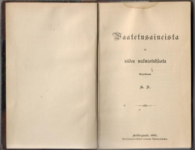 Waatetusaineista yms 1895-1897 neljä eri kirjaa sidottu yht.