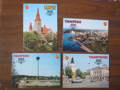 Tampere 200 vuotta - neljä vaakunapostikorttia