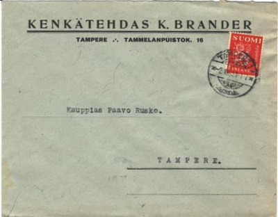 FIRMAKUORI TAMPERE KENGÄTEHDAS K. BRANDER PAIKALLISKIRJE