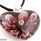 975 .. Murano Sydän Lampwork Taidelasi .. Kaulakoru - pikkukuva 2