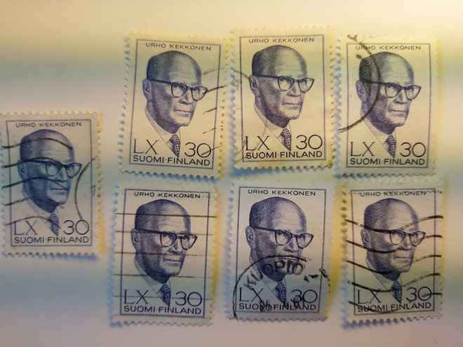 Presidentti Urho Kekkonen 60 vuotta sininen postimerkki 30 m