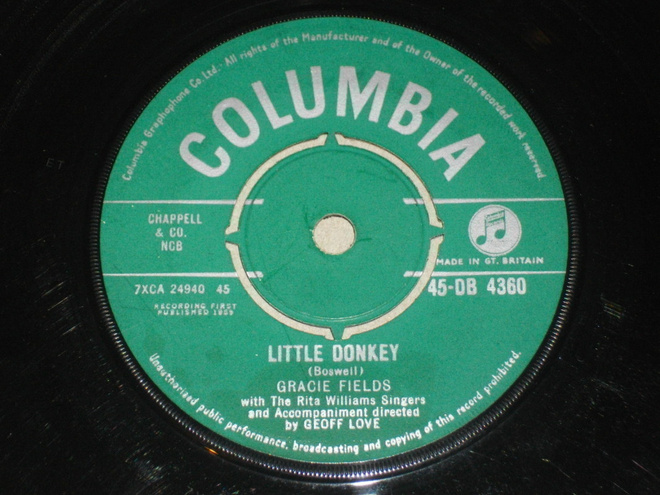 7" GRACIE FIELDS - Little Donkey - single 1959 pop VG+