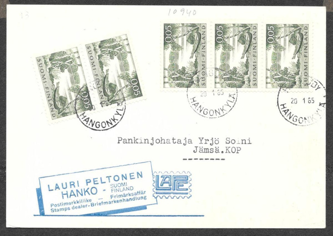 Postilähetys -  Yl.m. 0,05 (LAPE 5 x 578) Hangonkylä 20.1.65
