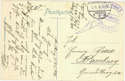 Saksa 1918 kenttäpostikortti