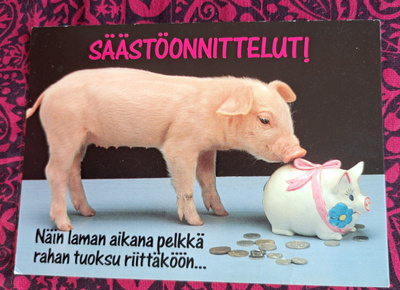 possu ja säätöpossu, Säästöonnittelut! uusi kortti