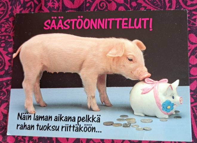 possu ja säätöpossu, Säästöonnittelut! uusi kortti