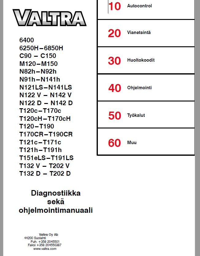 Valtra Valmet - diagnostiikka ja ohjelmointimanuaali