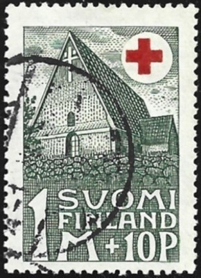 1931 Punainen Risti 1 mk + 10 p leimattu LaPe 164