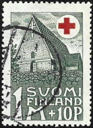 1931 Punainen Risti 1 mk + 10 p leimattu LaPe 164