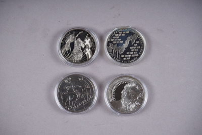 1167. 4kpl keräilymitali, Suomen Moneta, mm. Suomi 100v.