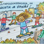 "KULTAPOSSUKERHOSSA ON VAUHTIA JA VIPINÄÄ"-KULKEMATON KORTTI - pikkukuva 1