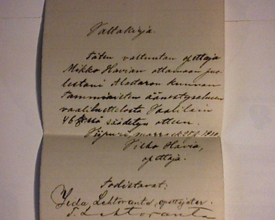 Valtakirja, äänestys, 1910.