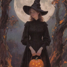 Halloween noidalla musta mekko - pikkukuva 1