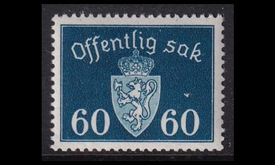 Norja 31 ** Virkamerkki 60 öre vesileima (1937)