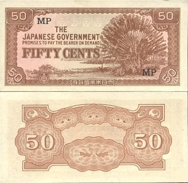 Malaya 50 Cents 1942 (P-M4b) UNC WW2 Japanin miehitys