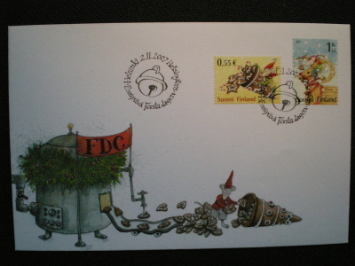 FDC Joulu 0,55 € & 1. lk 2.11.2007 - LaPe 1865-1866