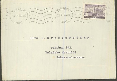 M54 1956 40 mk eduskunta kirje CSR:ään