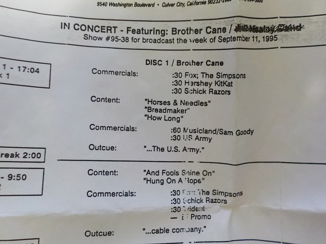 BROTHER CANE - IN LIVE CONCERT RADIOSHOW CD