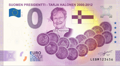 *NOLLA-EURO*2021*SUOMEN 11. PRESIDENTTI*TARJA HALONEN*