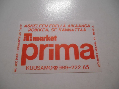 TT Etiketti T market Prima Kuusamo