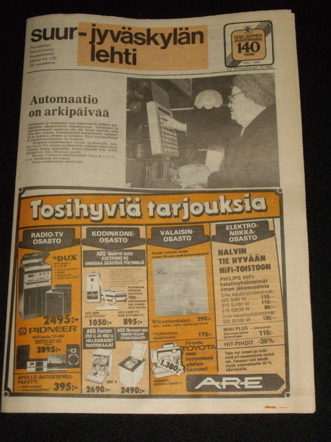 SUUR-JYVÄSKYLÄN LEHTI vuodelta 1982