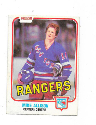 1981-82 OPC #221 Mike Allison , New York Rangers RC