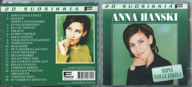 ANNA HANSKI . CD-LEVY . 20 SUOSIKKIA - SIIPIÄ VAILLE ENKELI