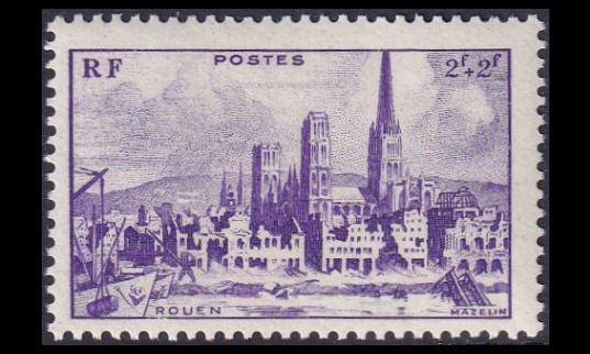 Ranska 737 ** Jälleenrakennus Rouen (1945)