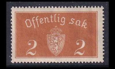 Norja 9_I ** Virkamerkki 2 öre (1933)