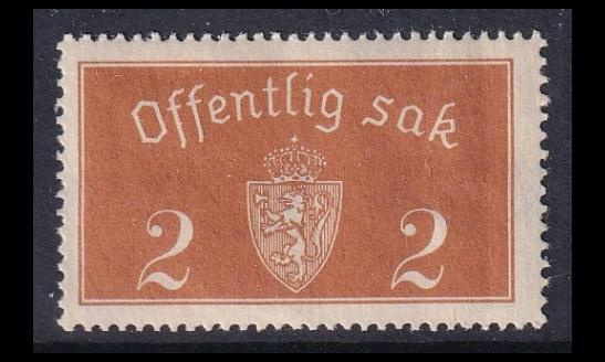 Norja 9_I ** Virkamerkki 2 öre (1933)