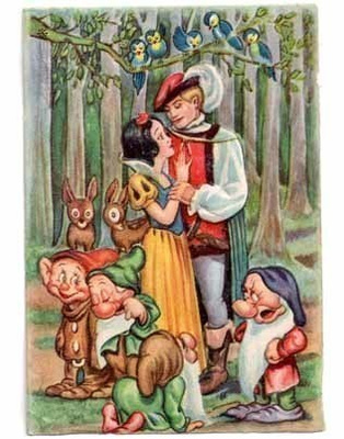 WANHA DISNEY / Lumikki ja prinssi, eläimet, kääpiöt. 1930-l.