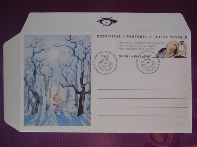 Tove Jansson postikirje leimattu 1992