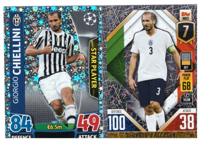2 x GIORGIO CHIELLINI Italia, Juventus, Jalkapallo Kortteja