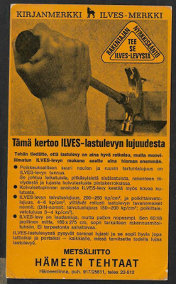 Kirjanmerkki (mainos) - Ilves-levy - noin 1970