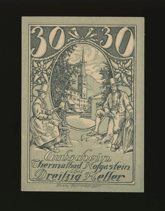 Itävalta Notgeld 30 Heller, Hofgastein 1920 XF