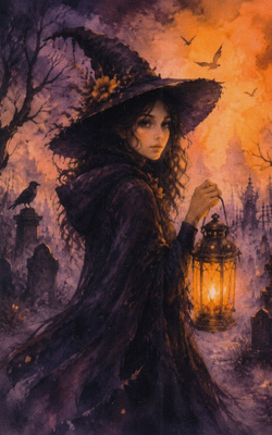 Halloween noita hautausmaalla