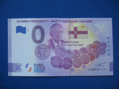 0-euron seteli: presidentti Martti Ahtisaari 1994-2000