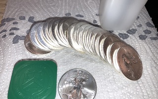 1 oz Amerikan Eagle hopeakolikko v. 2012, rulla