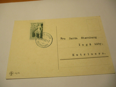 1949 Hki Työväenliike 5mk yksin painotuotekortilla