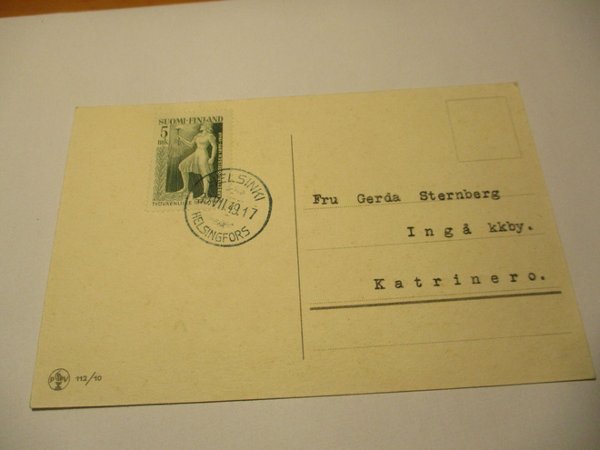 1949 Hki Työväenliike 5mk yksin painotuotekortilla