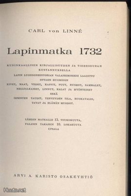 Carl von Linne: Lapinmatka 1732 sid. 1.p 1969