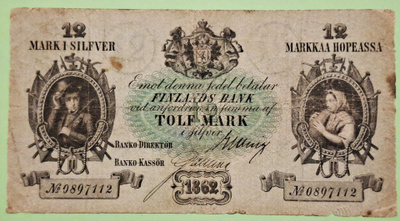 12 mk 1862.  Harvinainen.